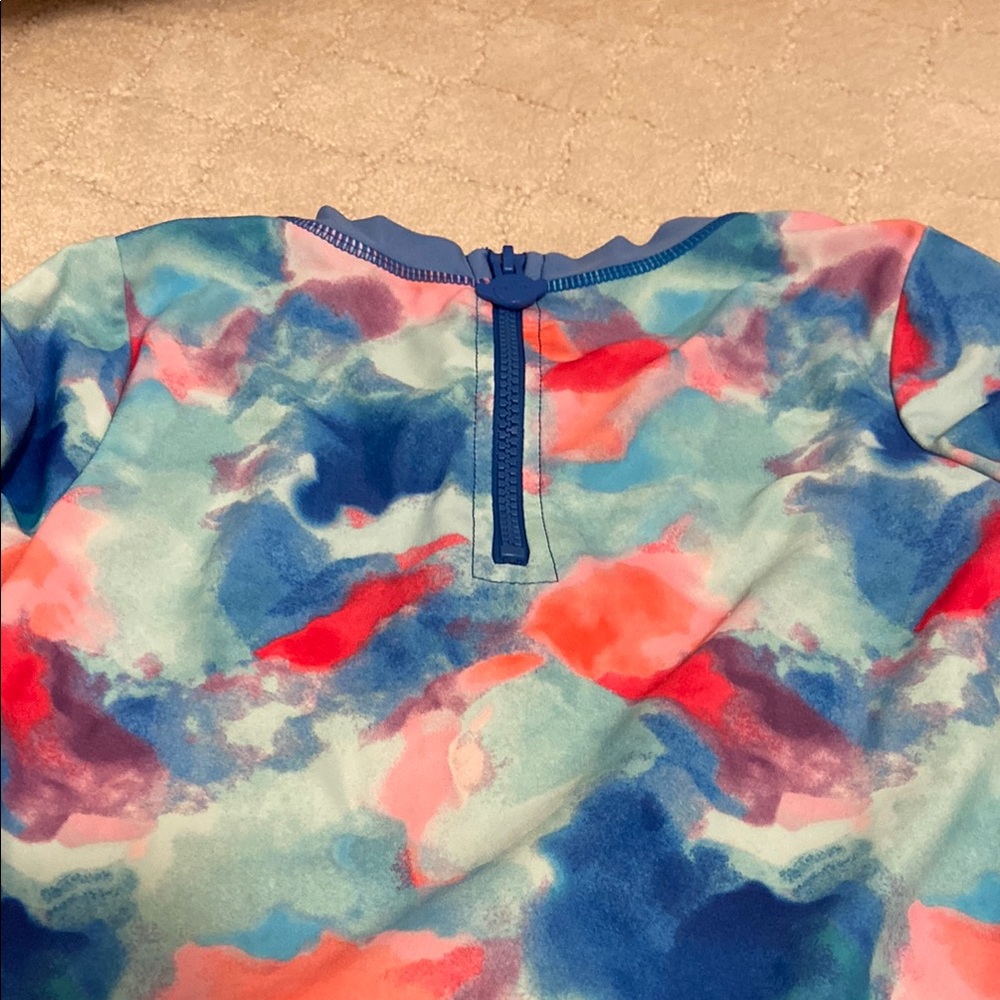 Blue and Pink Rashguard Swim Set with Abstract Pattern - Picture 4 of 4